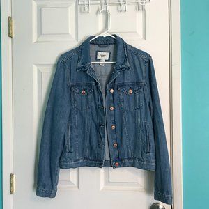 Soft Medium Blue Denim Jacket Rose Gold Buttons